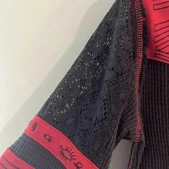 [S]Free People Boho style Ribbed  sweater with Laces - Picture 4 of 11